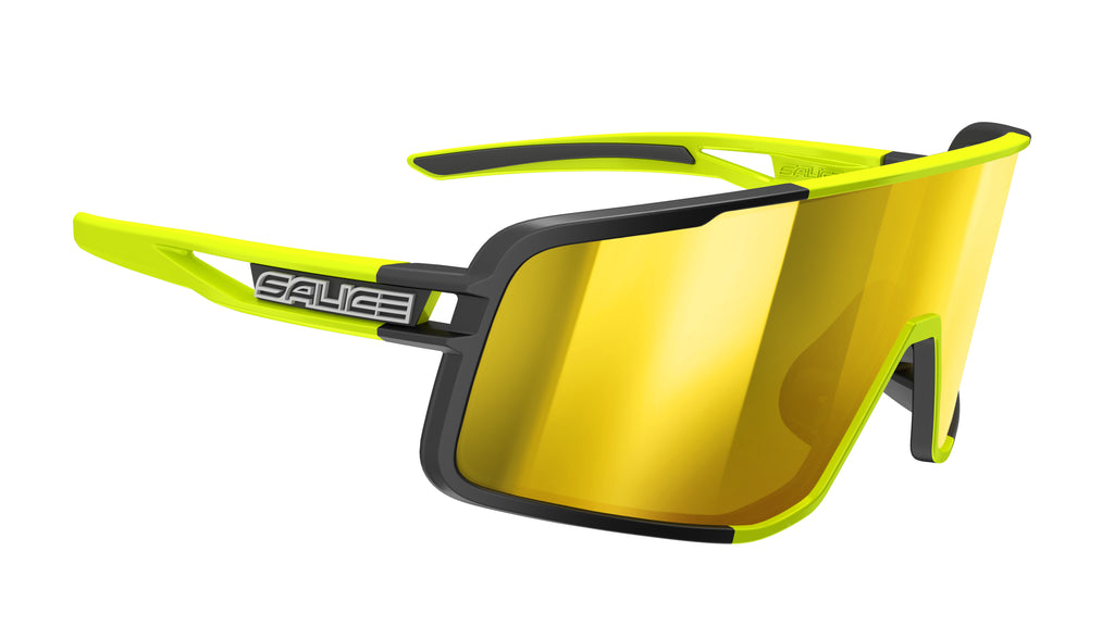 Gafas ciclismo Salice 022 RW negro lente RW amarilla diseño vintage UV400
