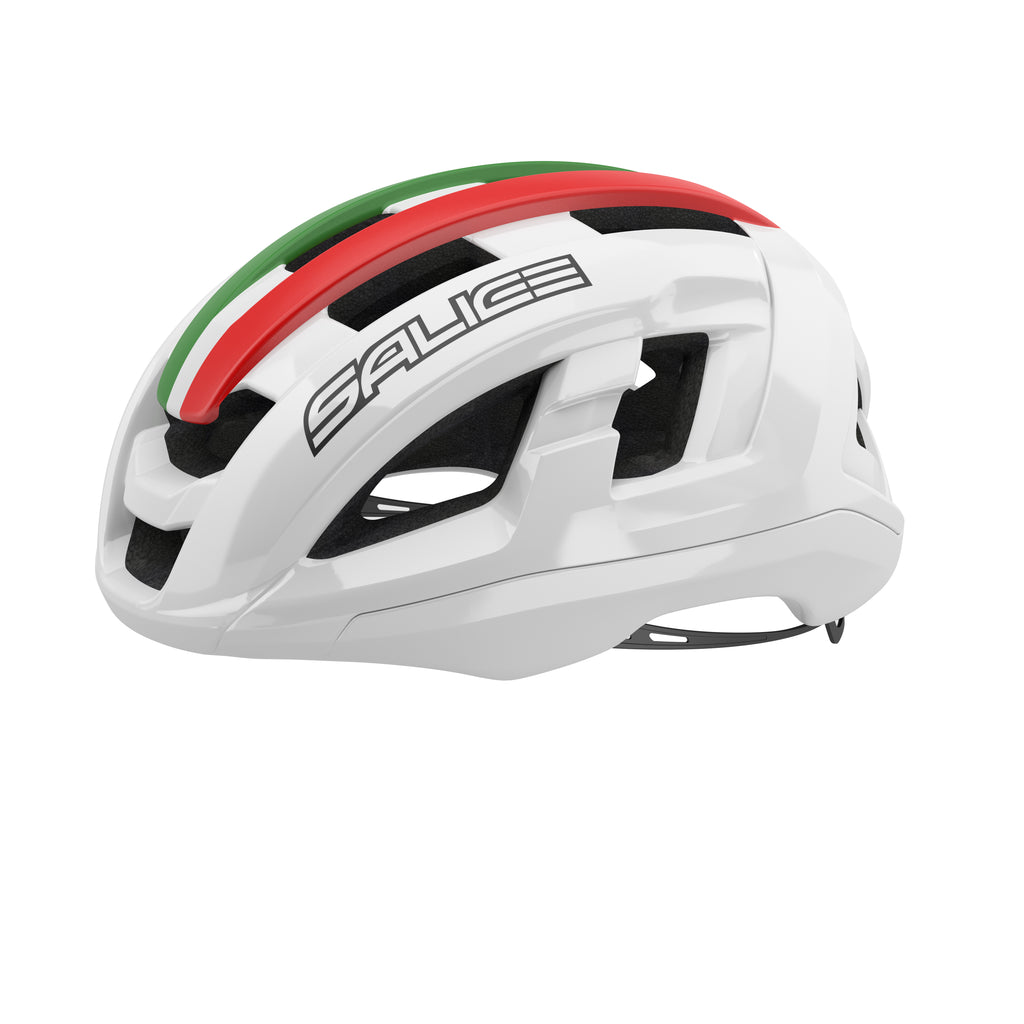 Casco ciclismo Salice Gavia Italia blanco diseño bandera italiana