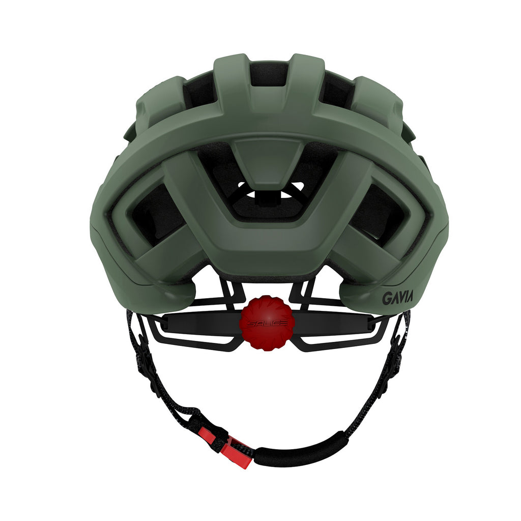 Vista posterior casco Salice Gavia verde sistema ventilación ciclismo