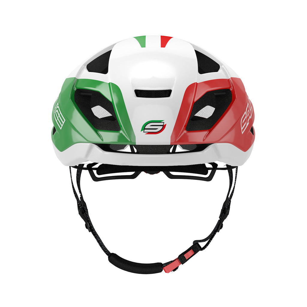 Vista frontal casco Salice Levante perfil aerodinámico ciclismo