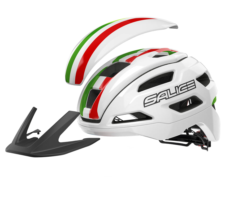 Vista desarmada casco Salice Stelvio ITA componentes y construcción