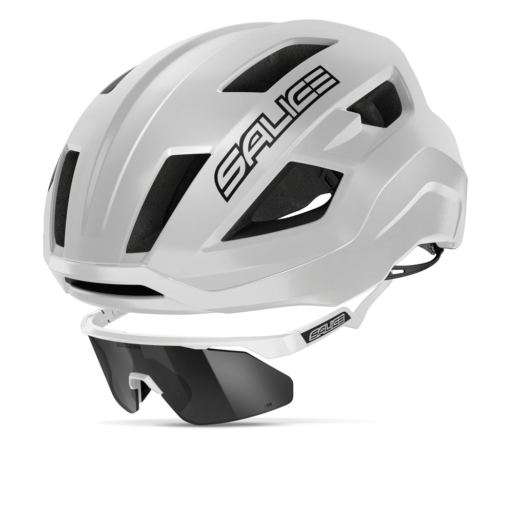 Casco Salice Vento gris con gafas Salice 028 gris roja look ciclismo carretera